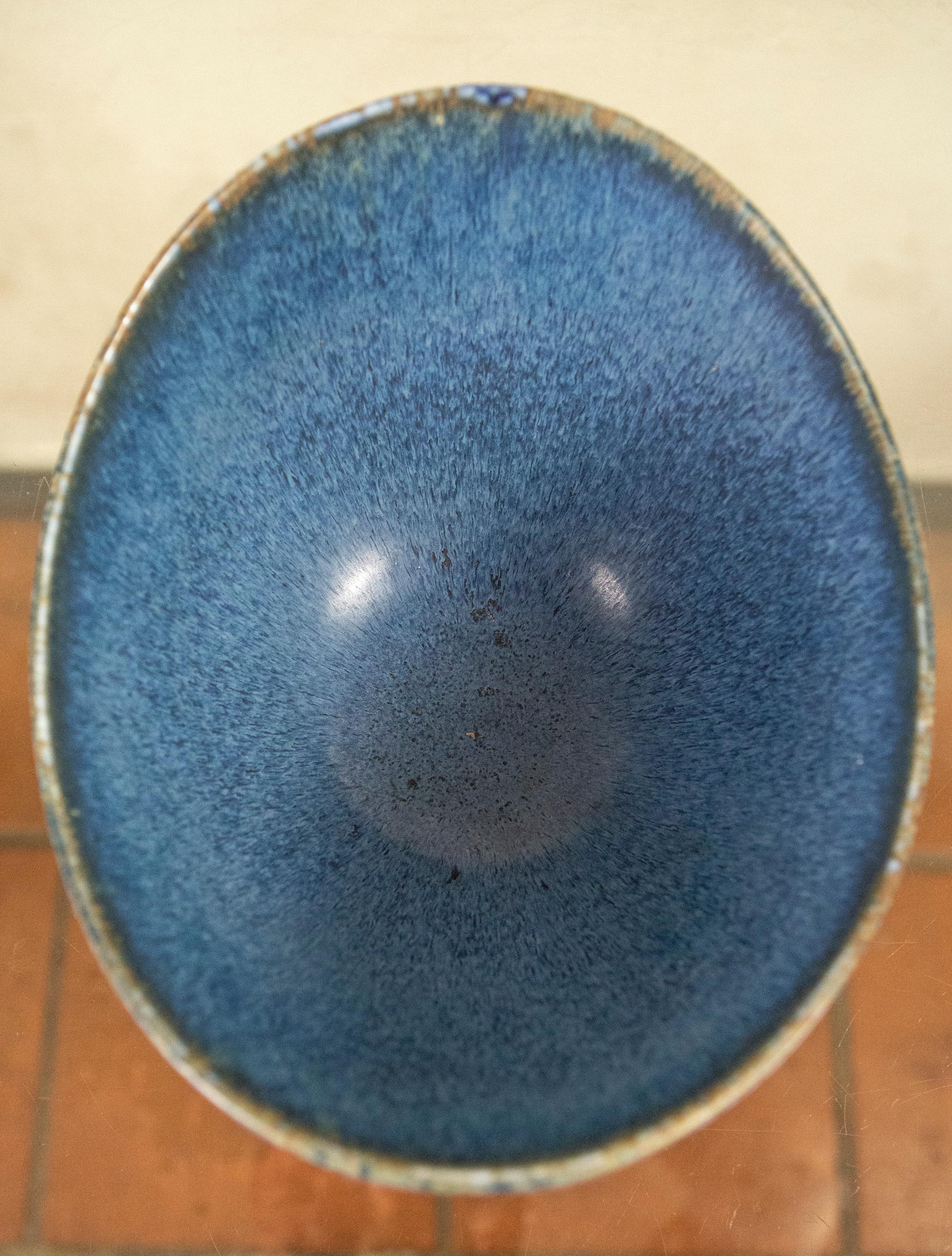 Gunnar Nylund Rörstrand Large AXK Bowl Blue & Aqua Hares Fur Glaze Sweden 1950s For Sale 7