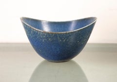 Gunnar Nylund Rörstrand Large AXK Bowl Blue & Aqua Hares Fur Glaze Sweden 1950s