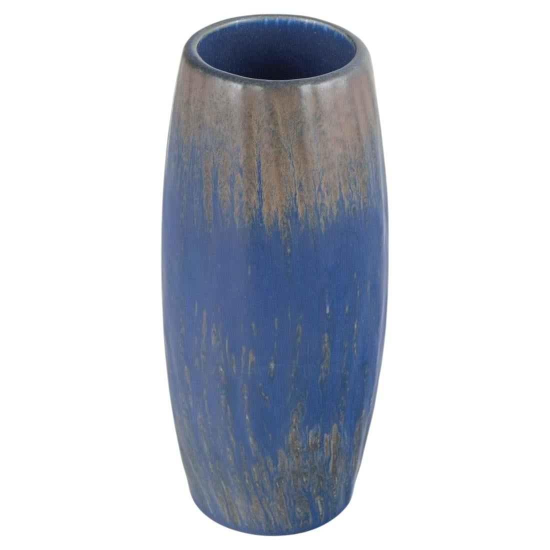 Gunnar Nylund, Rörstrand. "Rubus" stoneware vase. Cobalt blue and brown glaze. For Sale