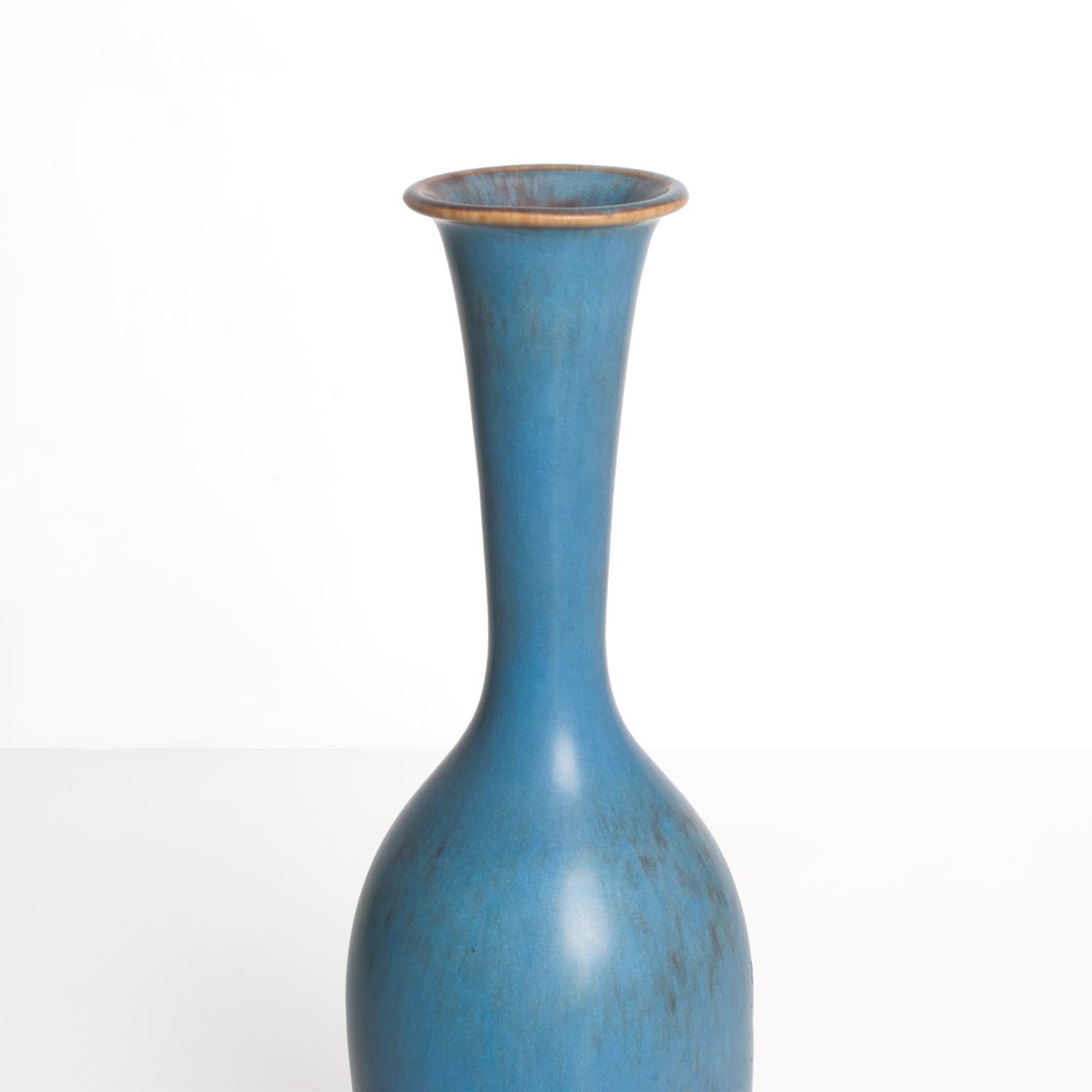 Céramique Gunnar Nylund, Vases scandinaves modernes Rorstrand à glaçures bleues et ambrées en vente