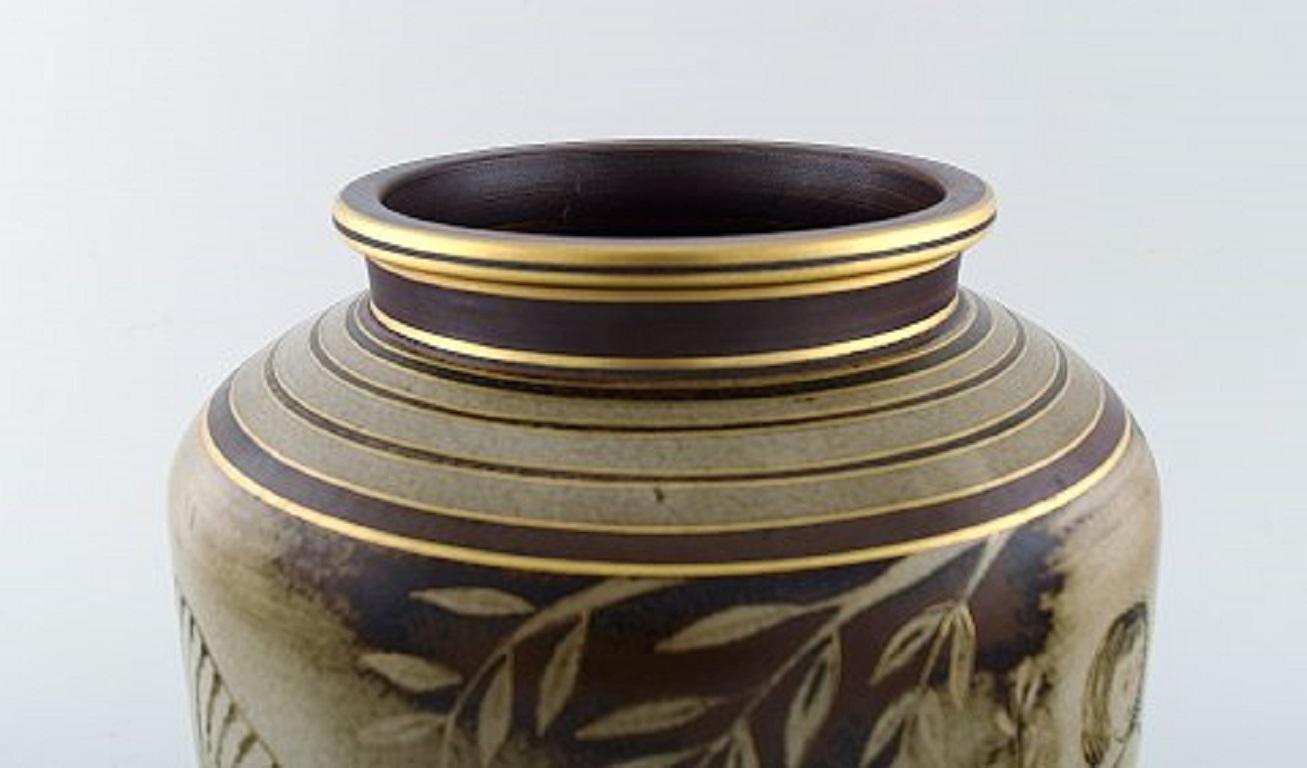 Ceramic Gunnar Nylund, Rørstrand / ALP Lidköping, Unique Hand-Drawn Art Deco Flambé Vase