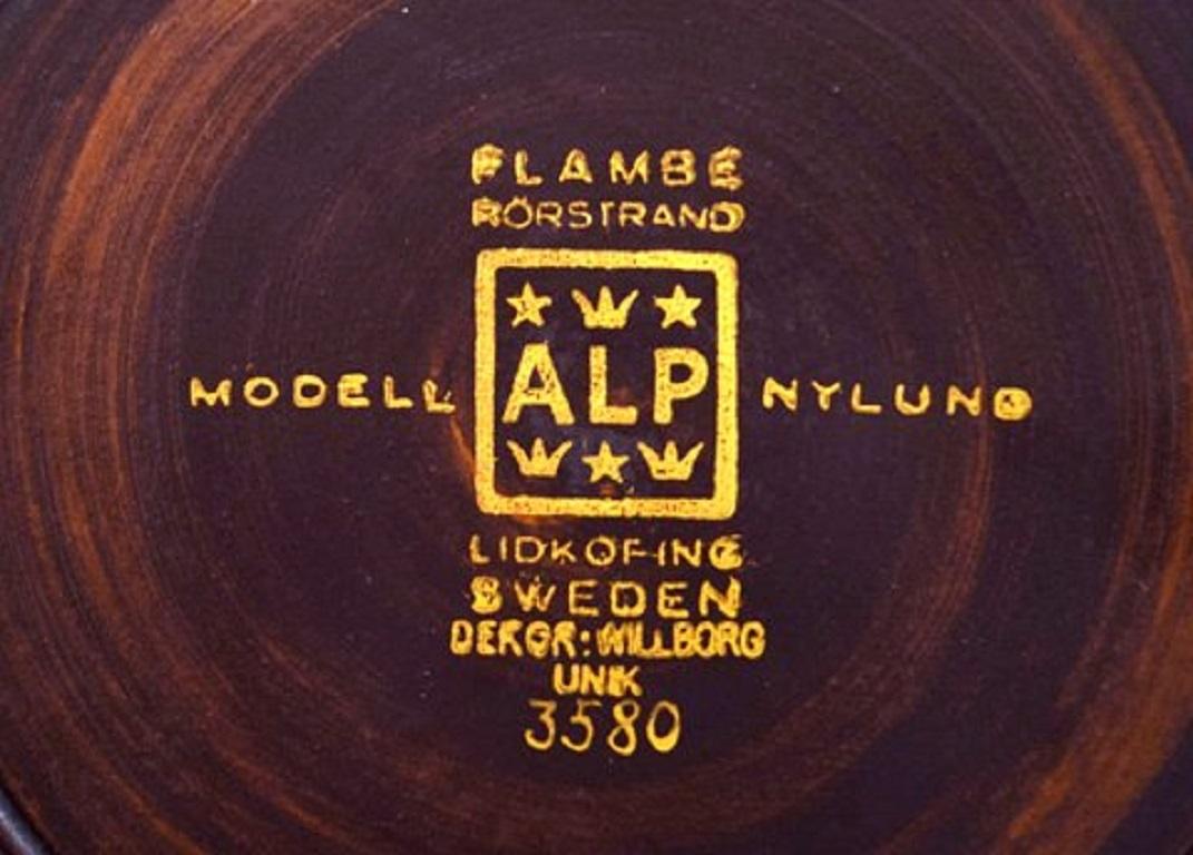 Gunnar Nylund, Rørstrand / ALP Lidköping, Unique Hand-Drawn Art Deco Flambé Vase 1