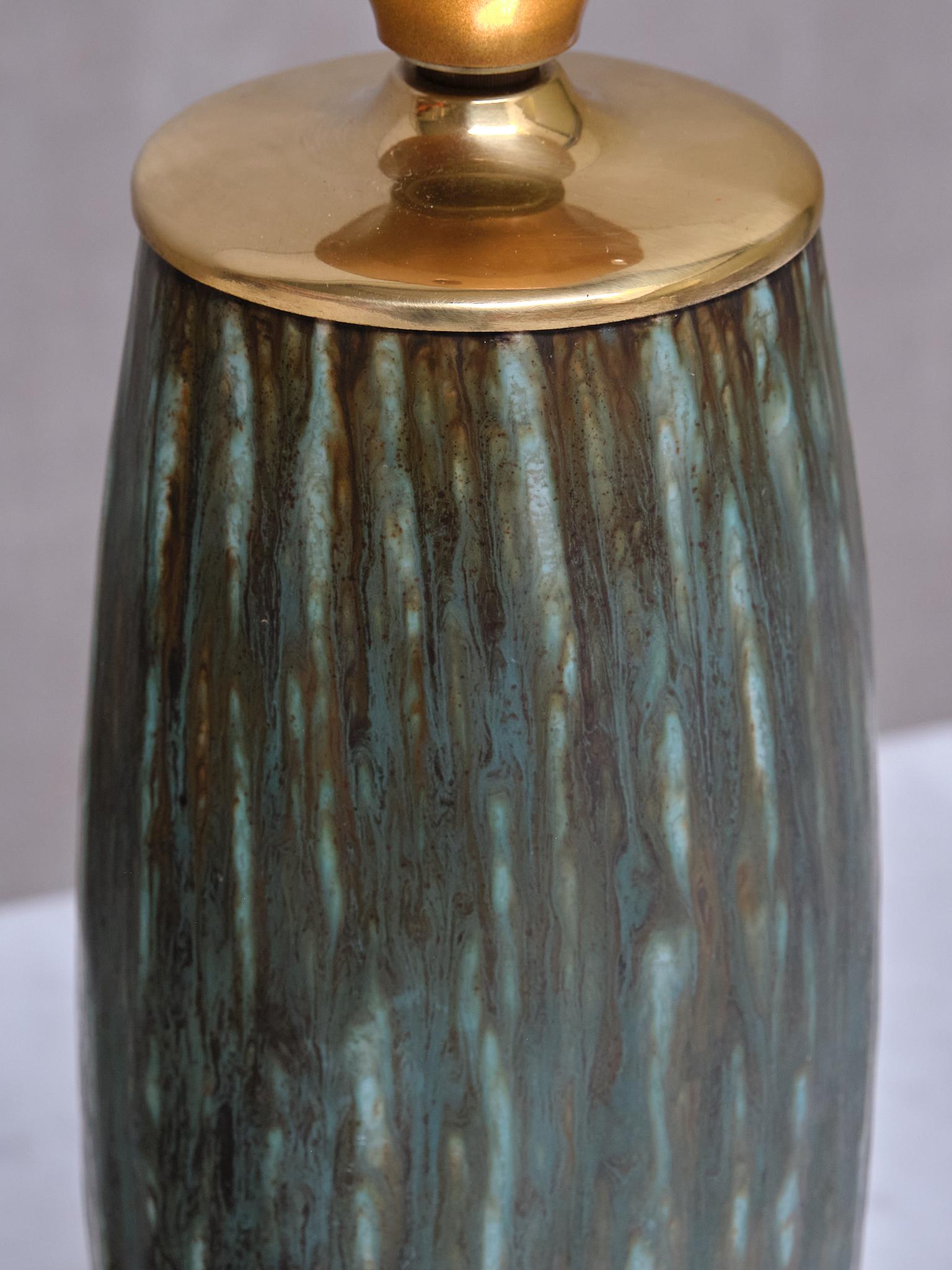 Gunnar Nylund 'Rubus' Tischlampe aus grüner Keramik Rörstrand, Schweden, 1965 im Angebot 3