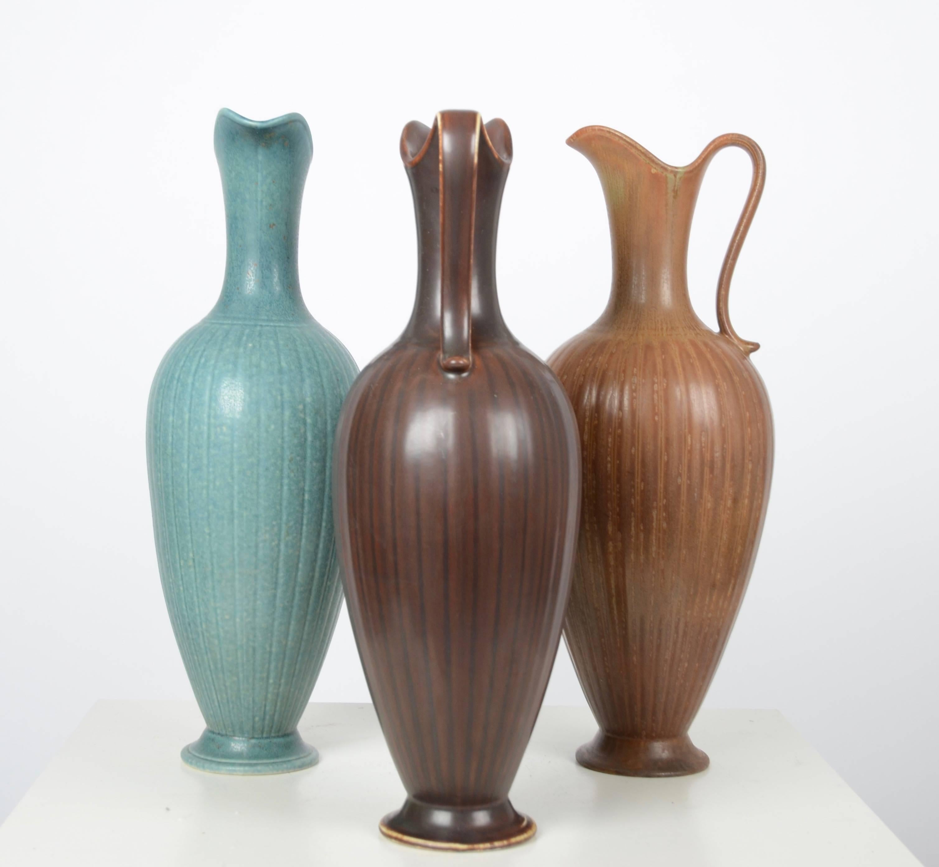 20th Century Gunnar Nylund, Set with Three Vases / Pitchers, Ceramic, Rörstrand, Sweden