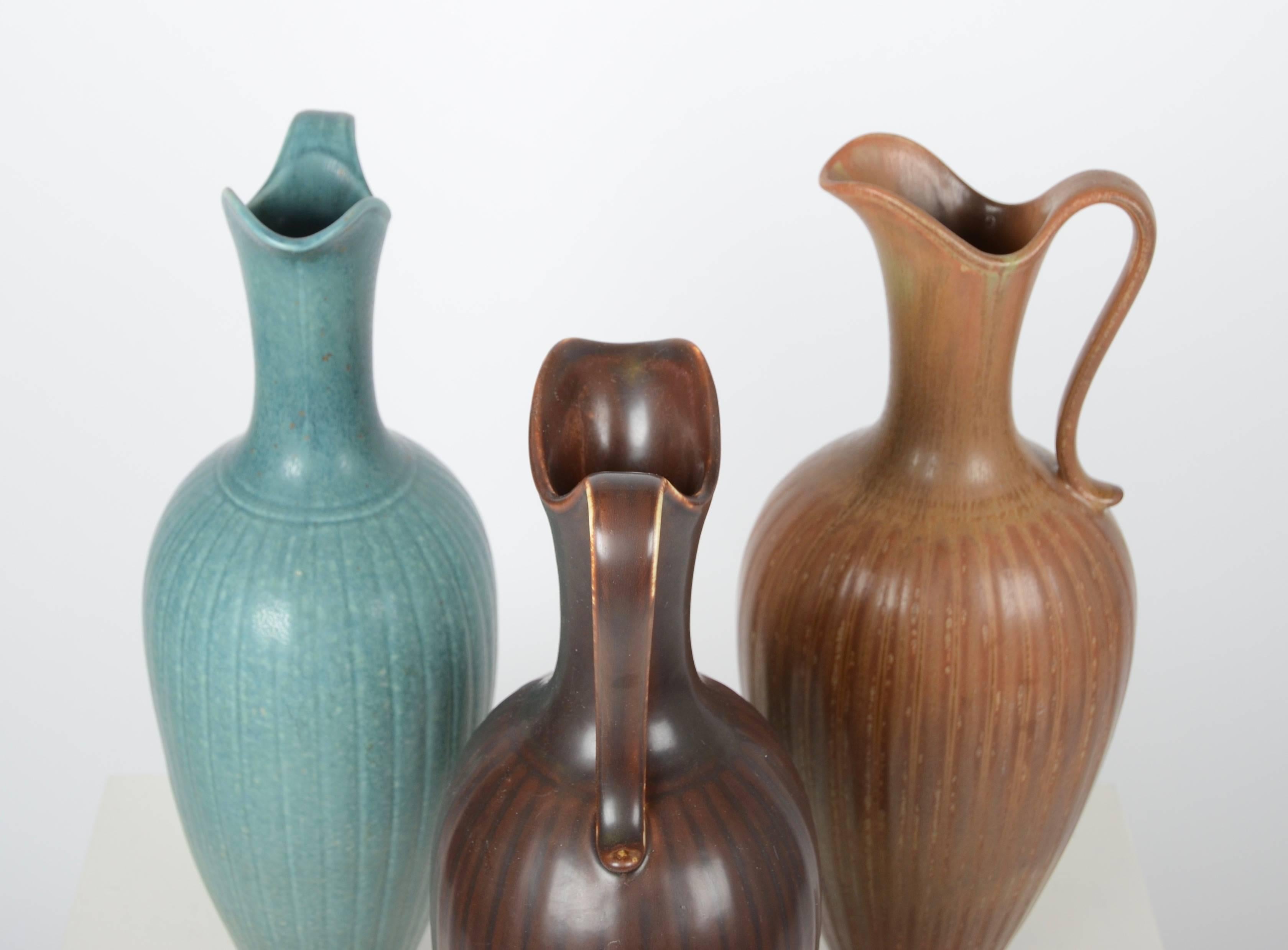 Gunnar Nylund, Set with Three Vases / Pitchers, Ceramic, Rörstrand, Sweden 1