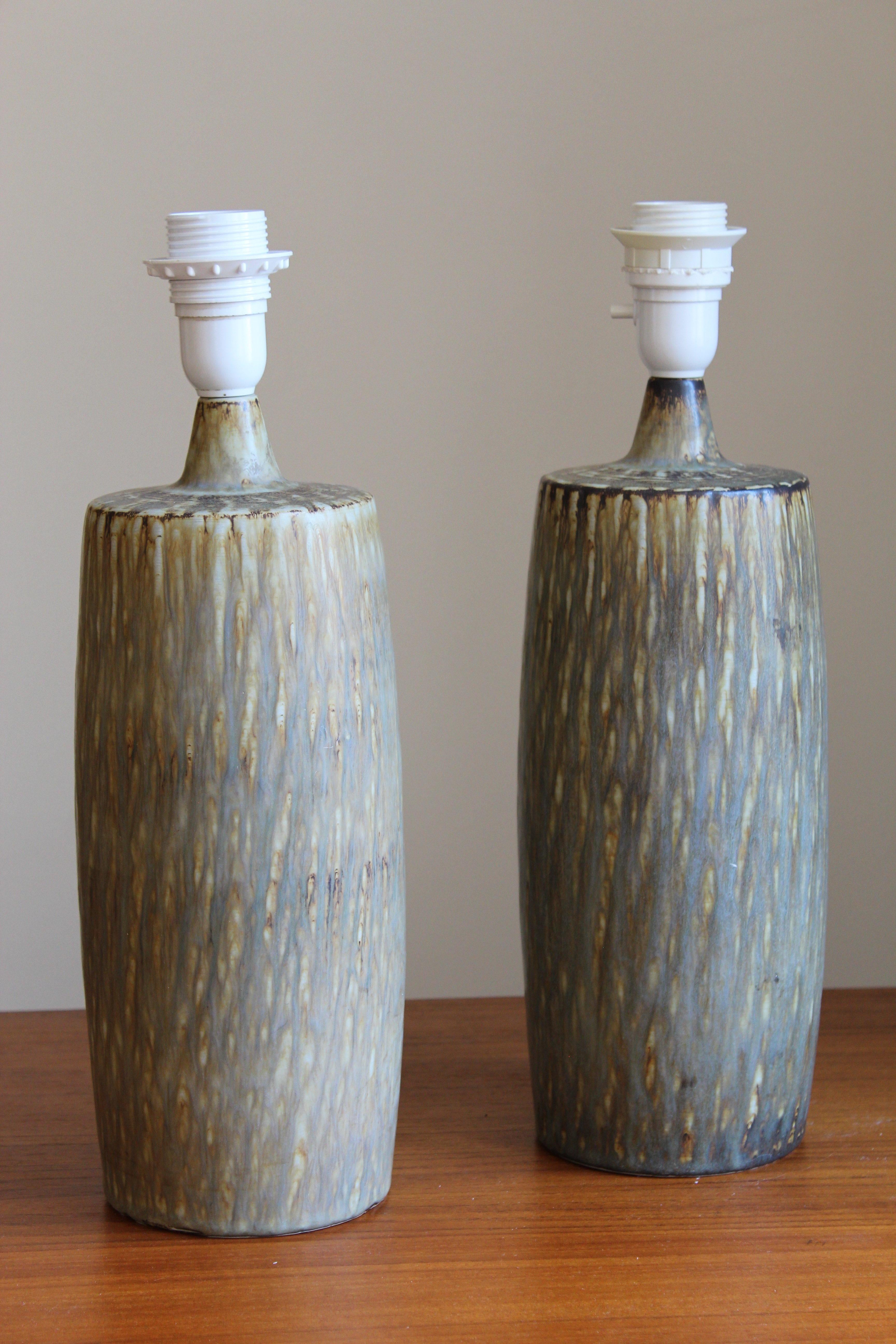 European Gunnar Nylund, Sizable Table Lamps, Glazed Stoneware, Rörstand, Sweden, 1950s