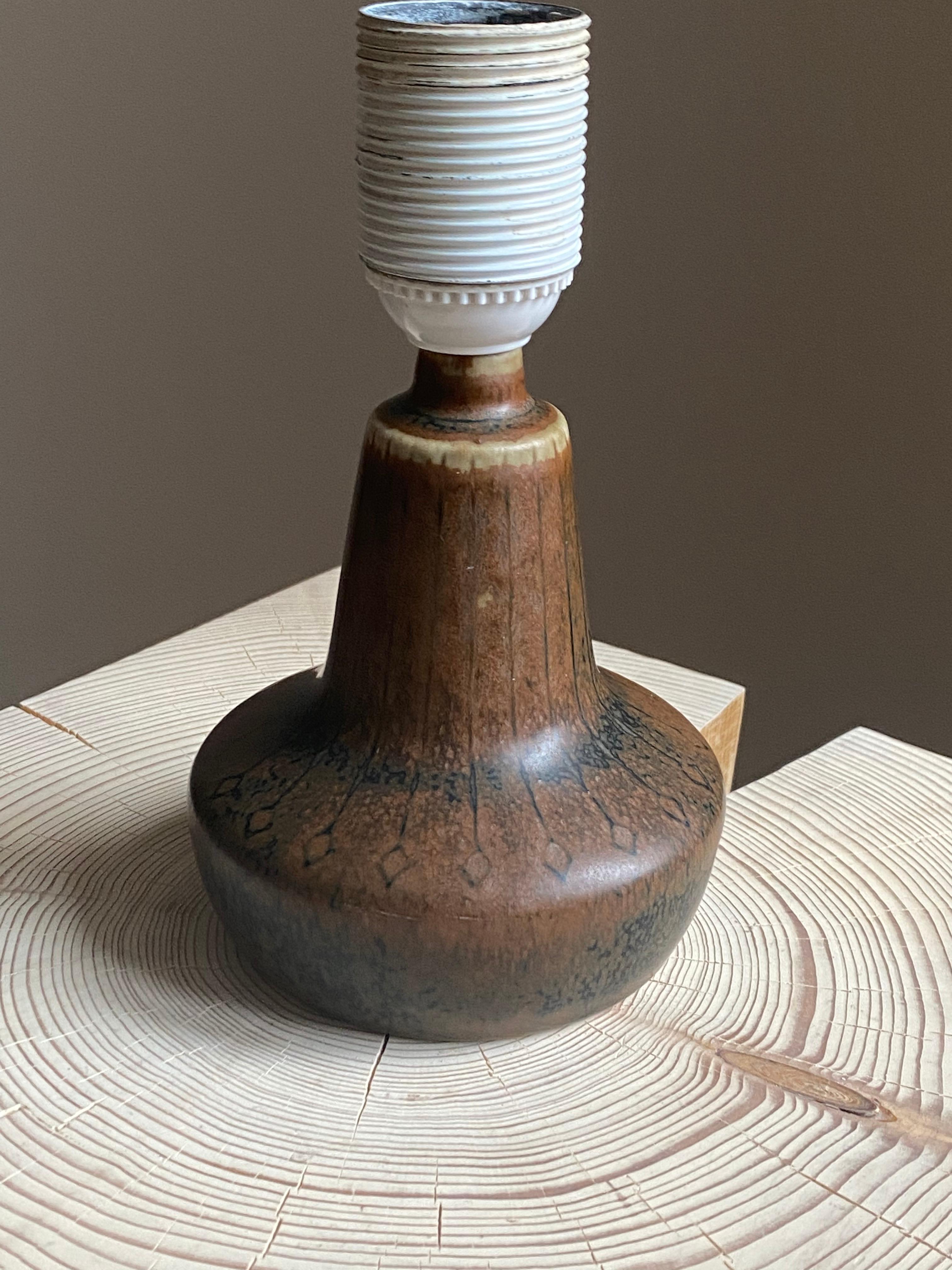 European Gunnar Nylund, Small Table Lamp, Glazed Stoneware, Rörstand, Sweden, 1950s