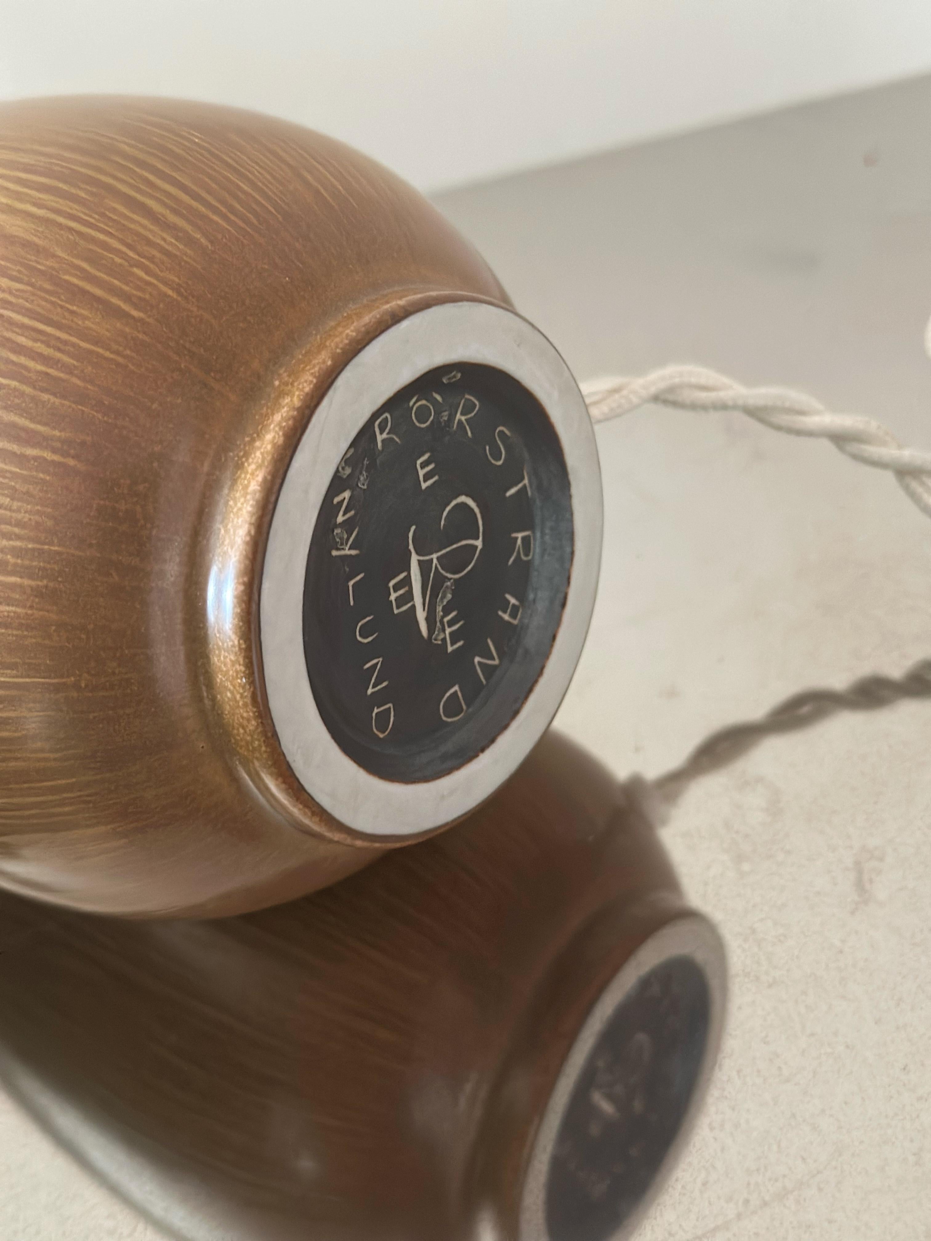 Gunnar Nylund Lámpara de sobremesa de gres marrón moteado. 1940s. en venta 3