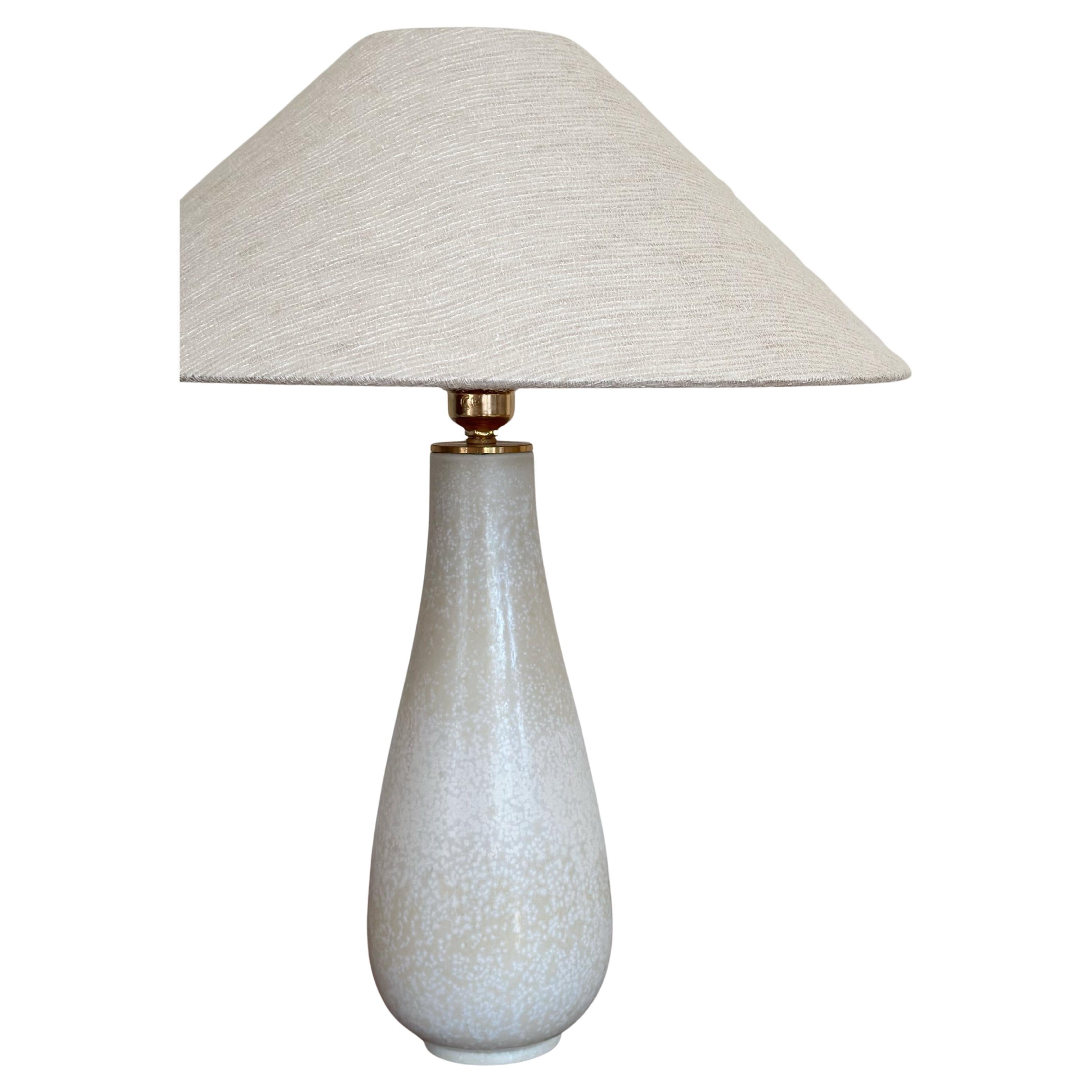 Gunnar Nylund Speckled White Stoneware Table Lamp. 1940s. For Sale