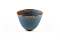 Cuenco azul de gres "GN ARU" de Gunnar Nylund para Rörstrand, Suecia, años 60