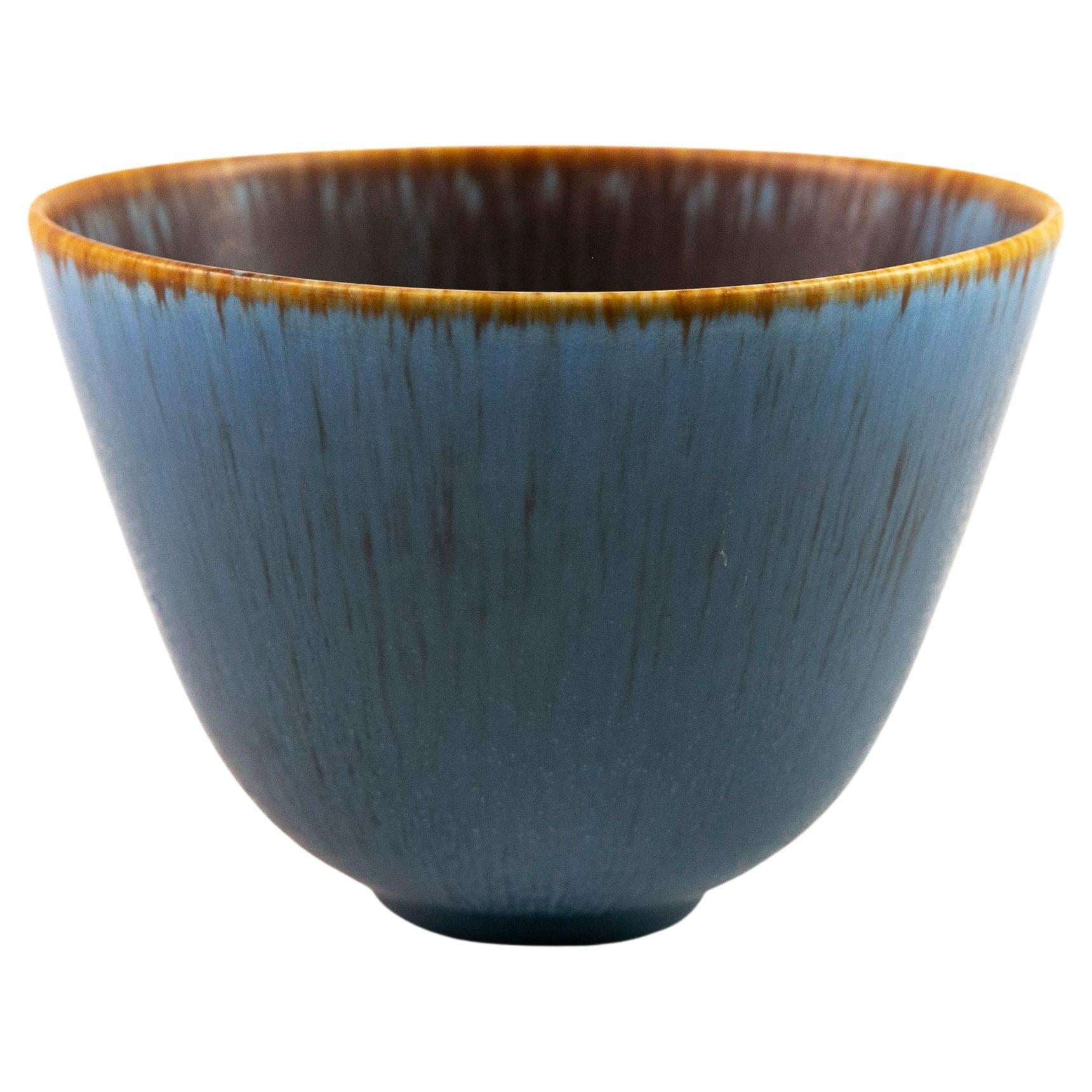 Gunnar Nylund Stoneware "GN ARU" Blue Bowl for Rörstrand, Sweden, 1960s