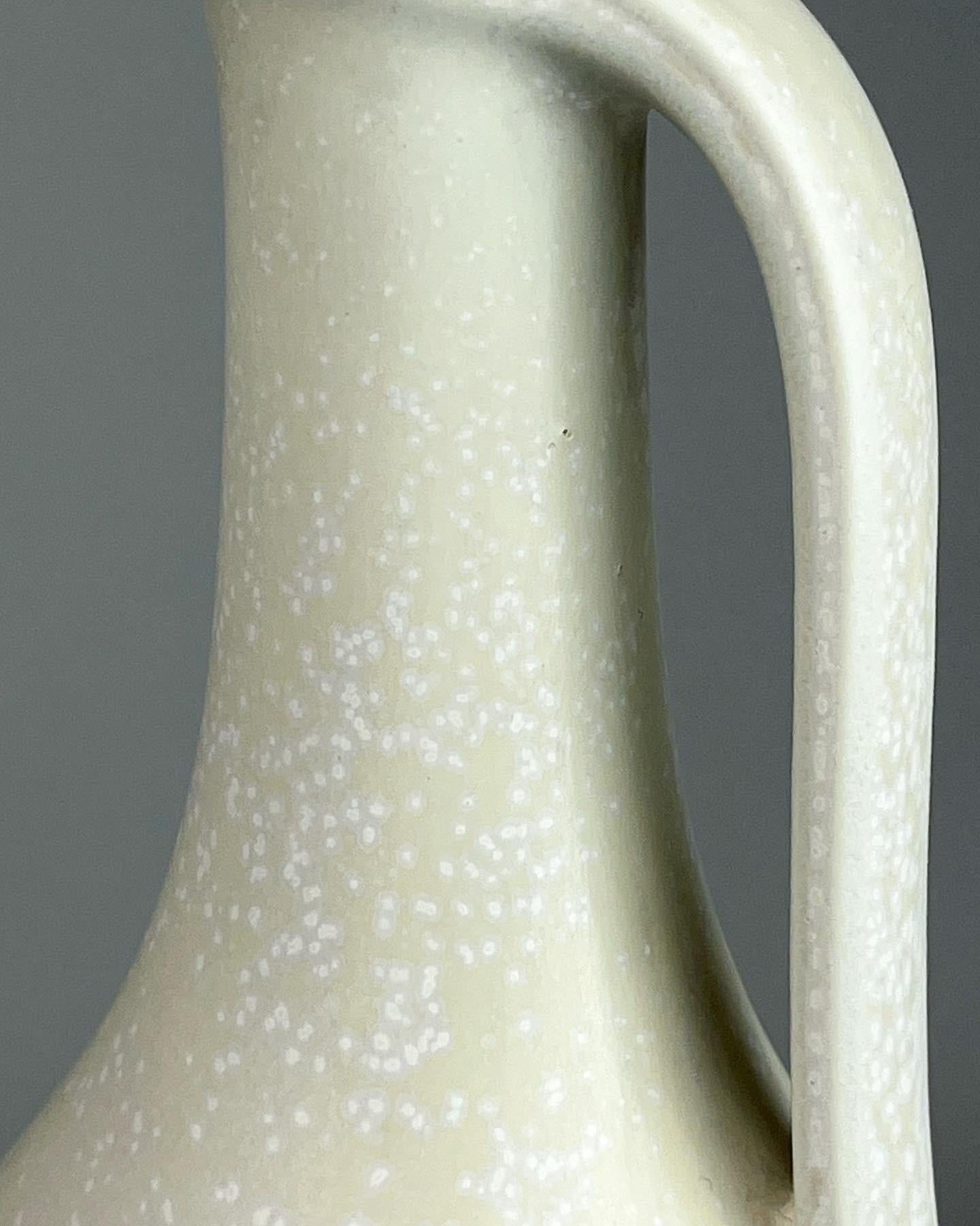 Mid-20th Century Gunnar Nylund Stoneware Pitcher Vase White Mimosa Glaze Rörstrand Sweden 1950s For Sale