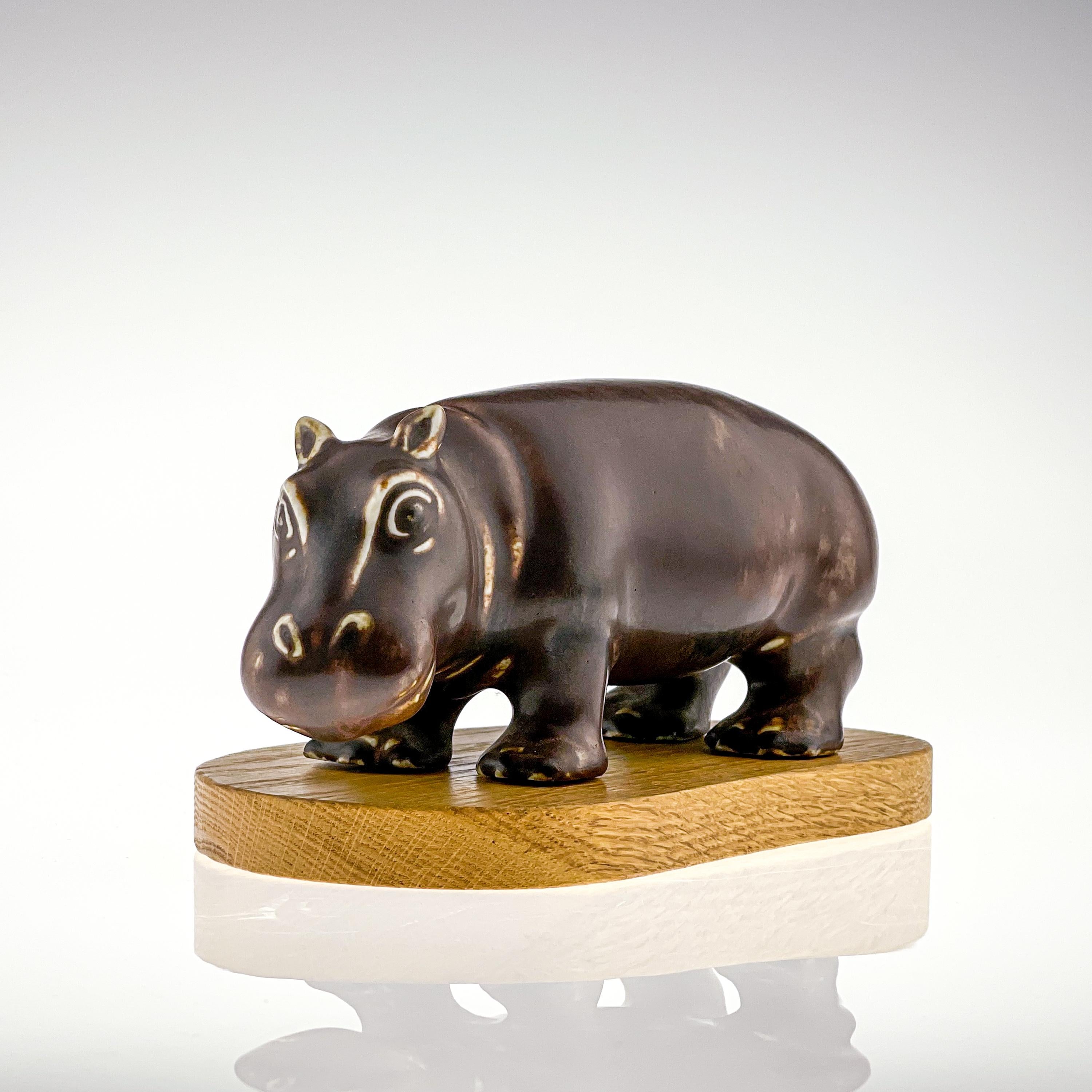 Scandinavian Modern Gunnar Nylund, Stoneware Sculpture of a Hippo, Rörstrand, Sweden, circa 1955