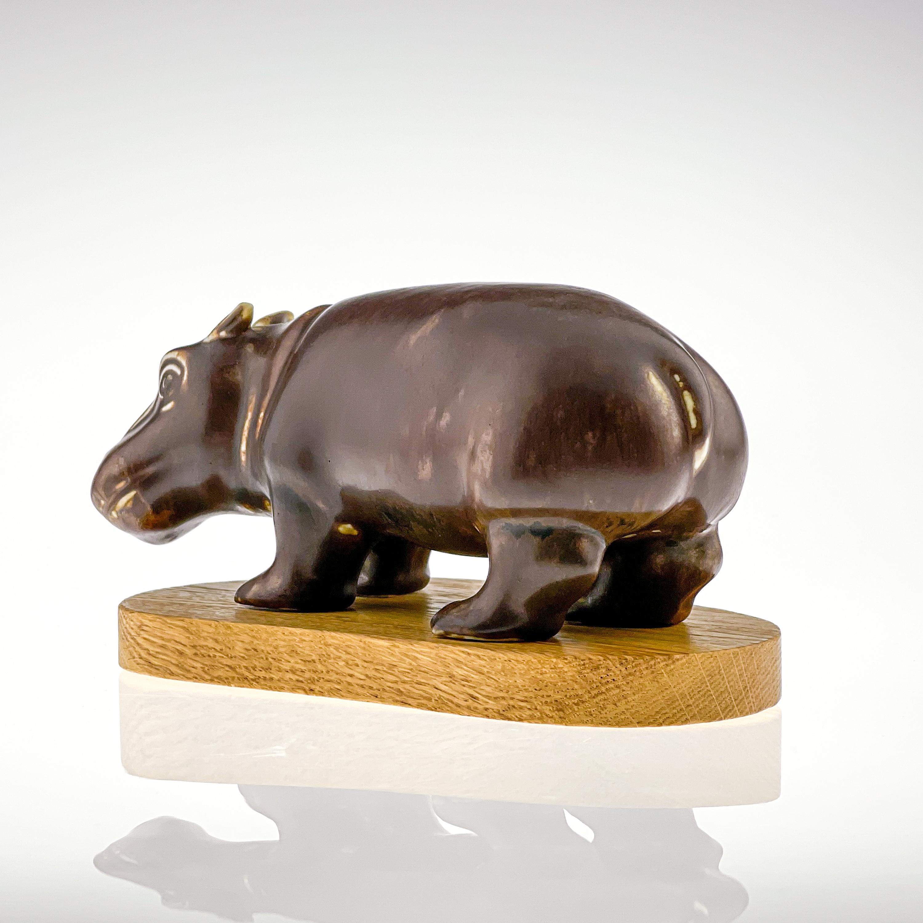 Swedish Gunnar Nylund, Stoneware Sculpture of a Hippo, Rörstrand, Sweden, circa 1955