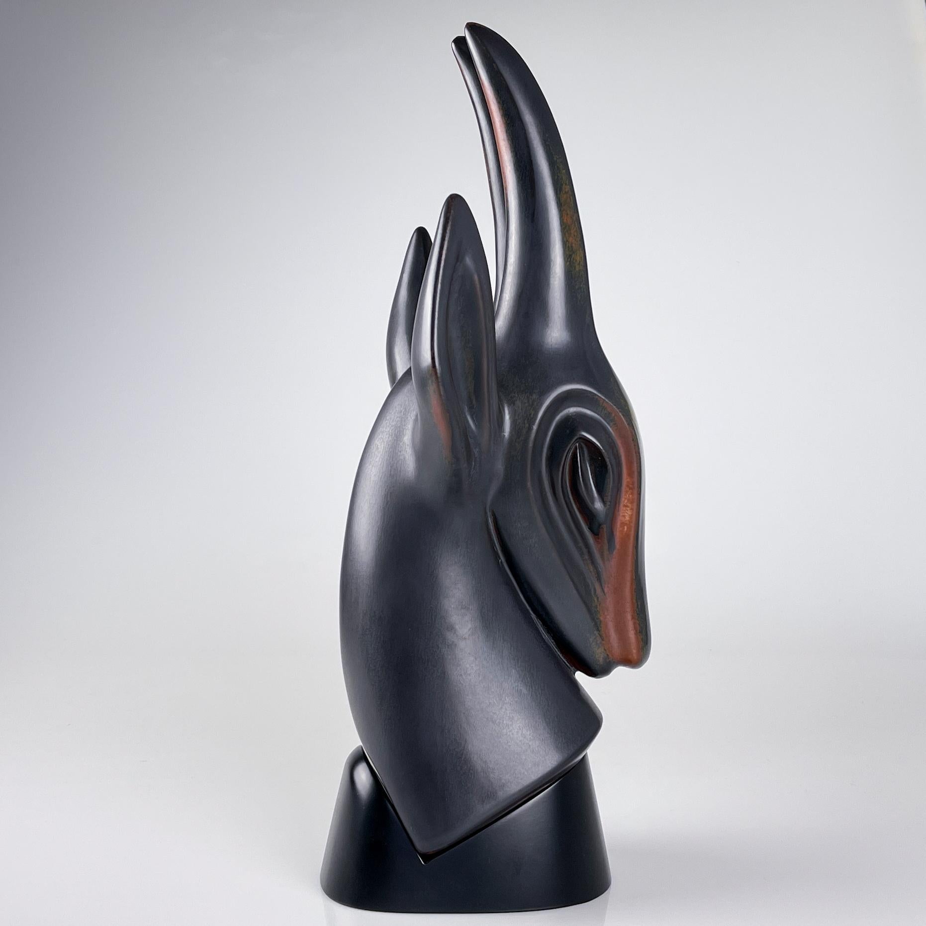Swedish Scandinavian Modern Gunnar Nylund Stoneware Antilope Sculpture Rörstrand ca 1955 For Sale