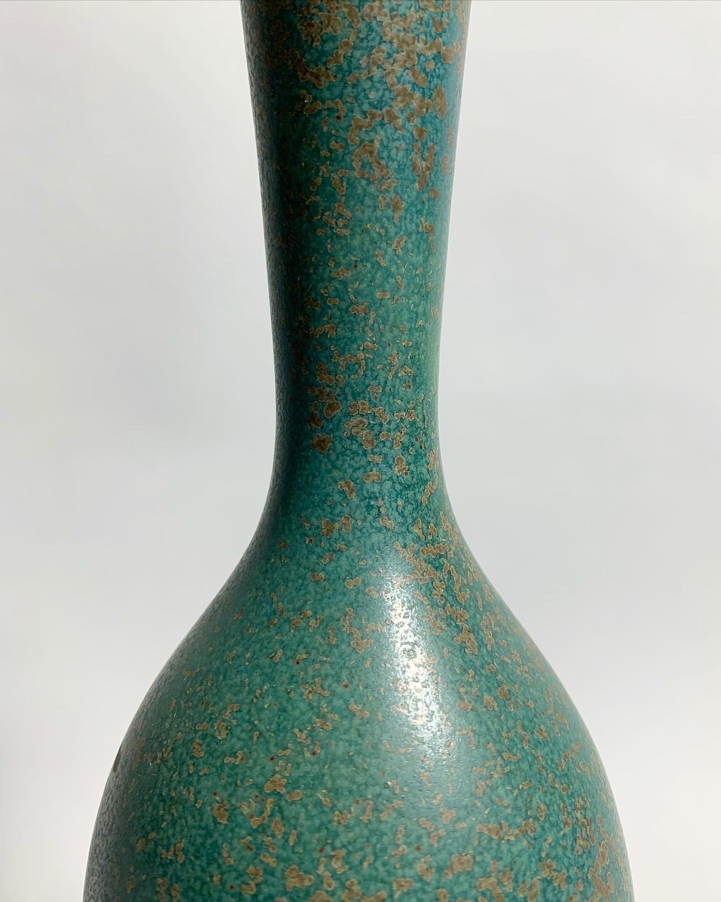 Gunnar Nylund Stoneware Vase Turquoise Glaze Rörstrand, Sweden, 1950s In Good Condition For Sale In Basel, BS