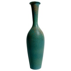 Gunnar Nylund Stoneware Vase Turquoise Glaze Rörstrand, Sweden, 1950s