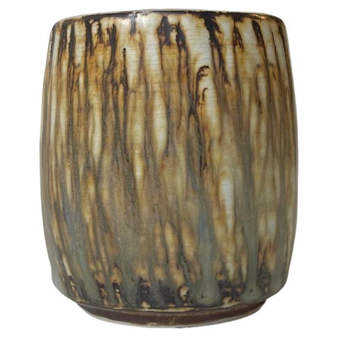 Gunnar Nylund Stoneware Vase with Tiger Taupé Glaze for Rörstrand, 1960s For Sale