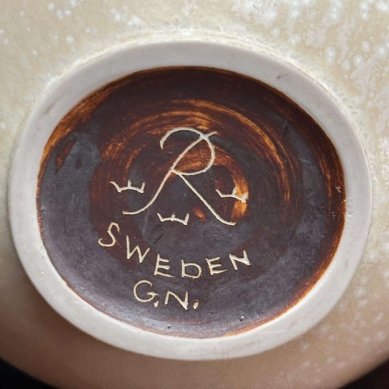 Gunnar Nylund, Vaso in ceramica svedese di metà secolo, smalto a guscio d'uovo, anni '40 in vendita 2