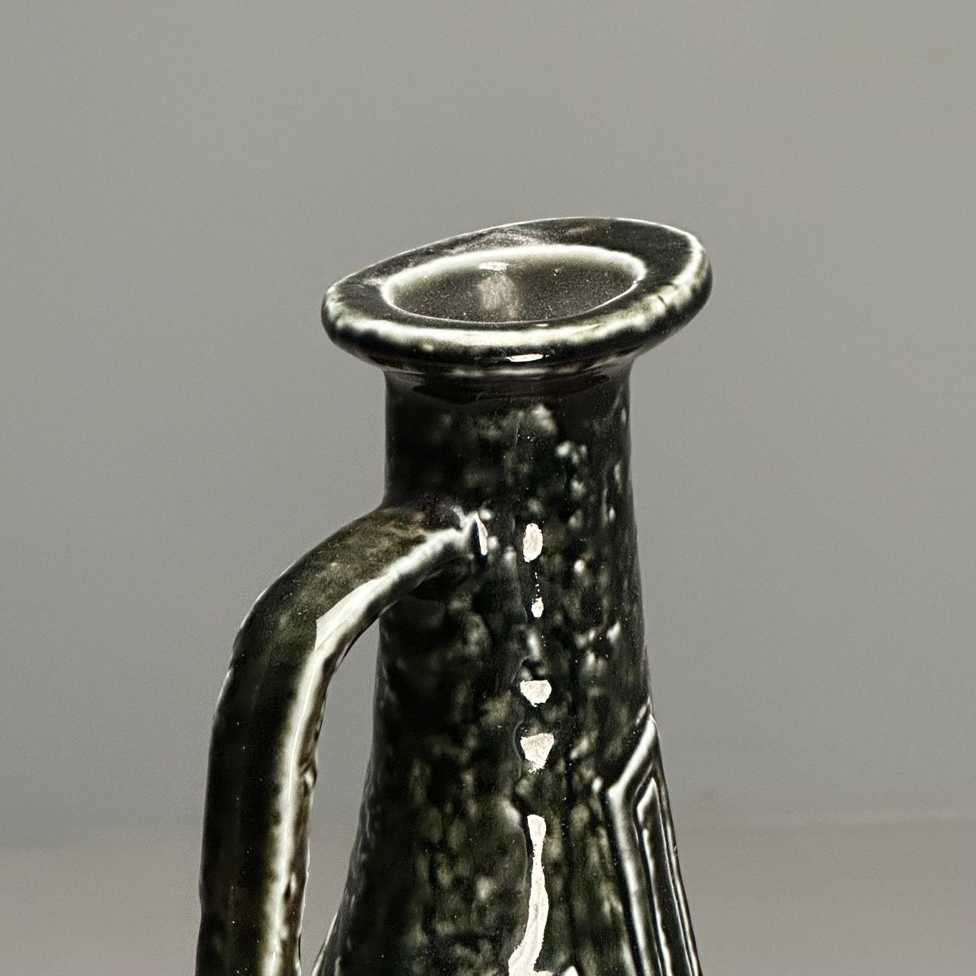 Ceramic Gunnar Nylund, Swedish Mid-Century Modern, Green Vase, Glazed Stoneware, 1960s For Sale