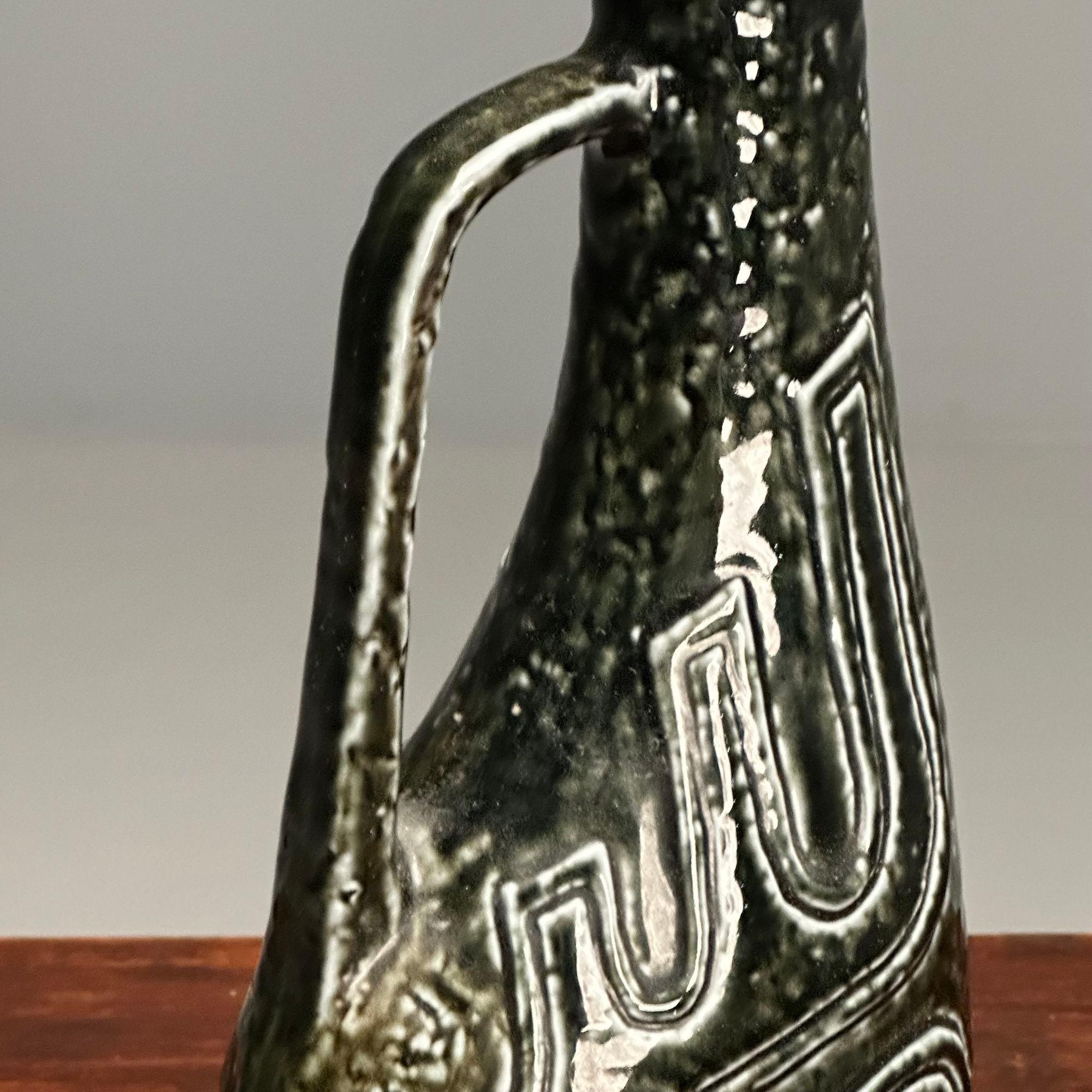 Gunnar Nylund, Swedish Mid-Century Modern, Green Vase, Glazed Stoneware, 1960s For Sale 1