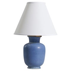 Gunnar Nylund, Table Lamp, Blue-Glazed Stoneware, Rörstand, Sweden 1950s