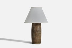 Gunnar Nylund, Lampada da tavolo, Gres smaltato marrone, Rörstrand, Svezia, anni '50