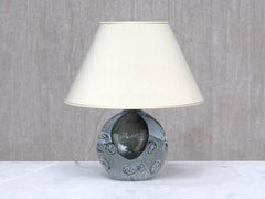 Gunnar Nylund Tischlampe aus Blasenglas und Seide, Strömbergshyttan Schweden, 1960er Jahre