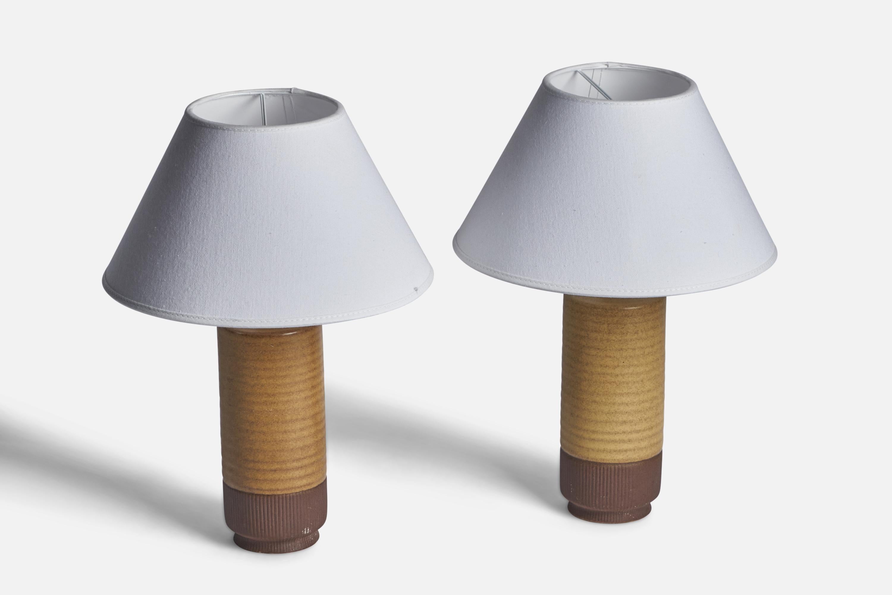 Scandinavian Modern Gunnar Nylund, Table Lamps, Stoneware, Sweden, 1940s For Sale