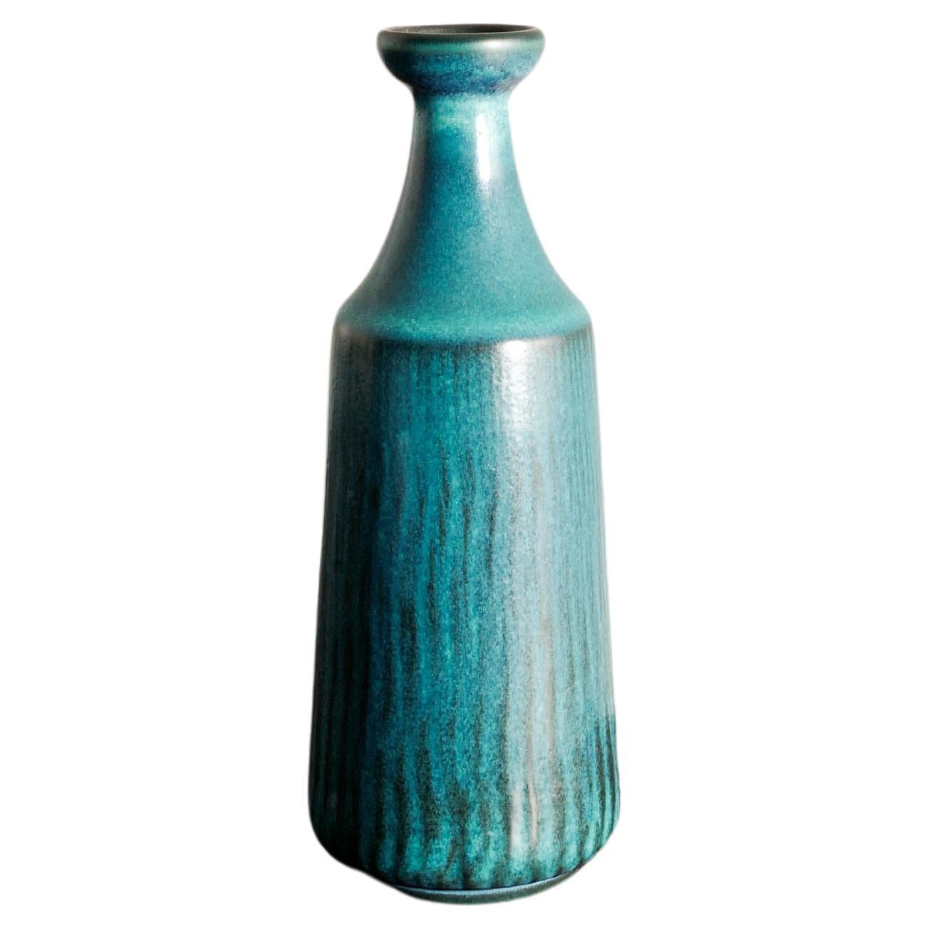 Gunnar Nylund Turquoise Mid Century Ceramic Vase for Nymølle, Denmark, 1950s For Sale