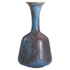 Gunnar Nylund, Vase, Blue and Brown-Glazed Stoneware, Rörstand, Sweden, 1950s
