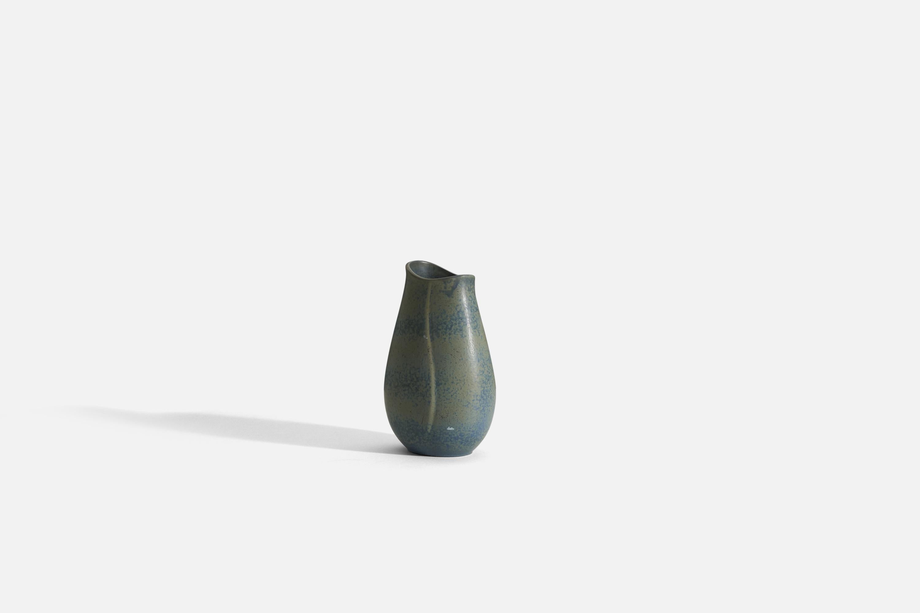 Mid-Century Modern Gunnar Nylund, Vase, grès bleu-émaillé, Rrstand, Suède, années 1940 en vente