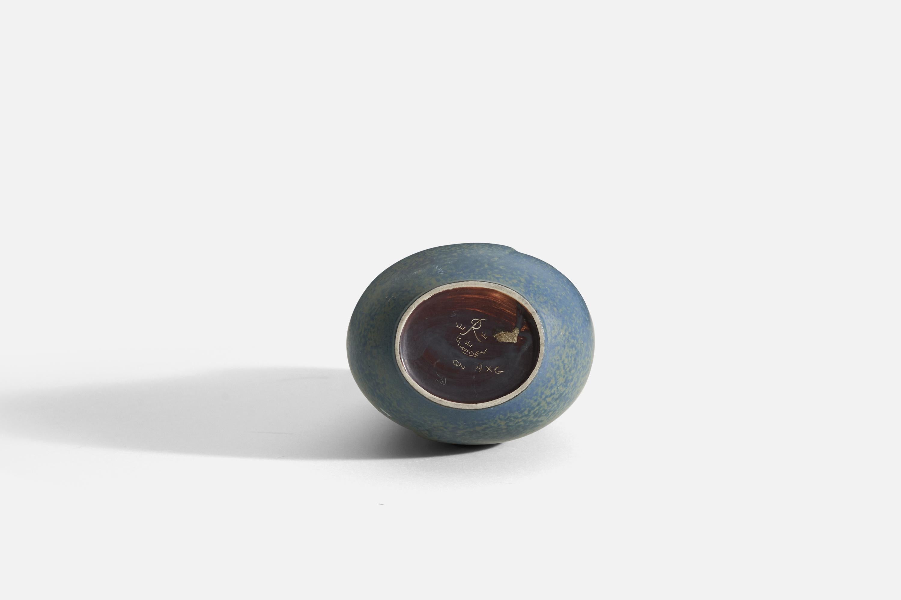 Milieu du XXe siècle Gunnar Nylund, Vase, grès bleu-émaillé, Rrstand, Suède, années 1940 en vente