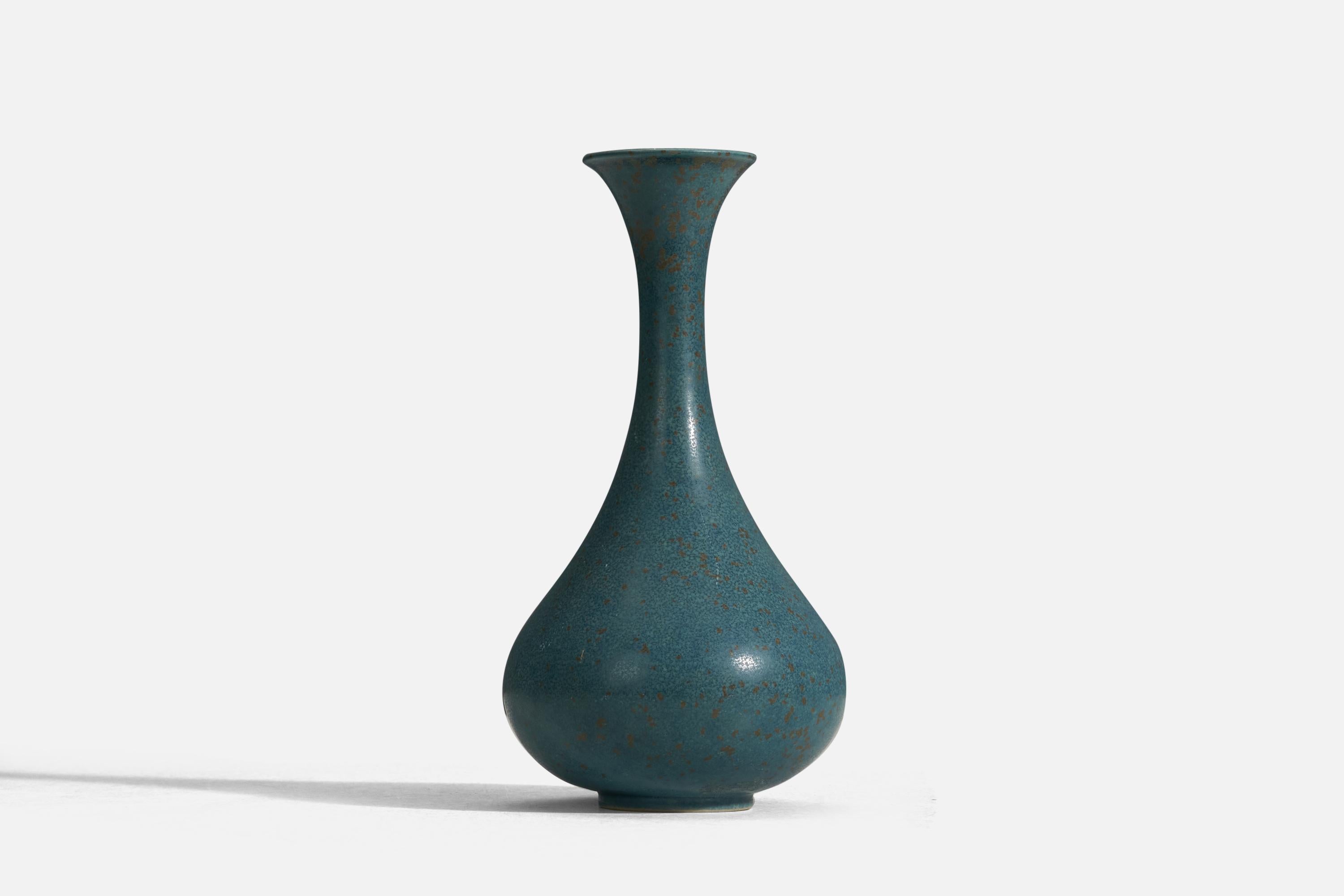 Svedese Gunnar Nylund, Vaso, Gres smaltato blu, Rörstrand, Svezia, anni '40 in vendita