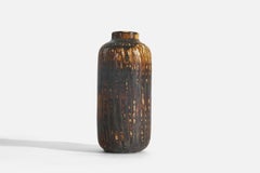 Gunnar Nylund, Vase, Brown and Yellow-Glazed Stoneware, Rörstrand, Sweden, 1950s