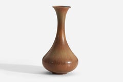 Gunnar Nylund, Vase, Brown Glazed Stoneware, Rörstand, Sweden, 1950s