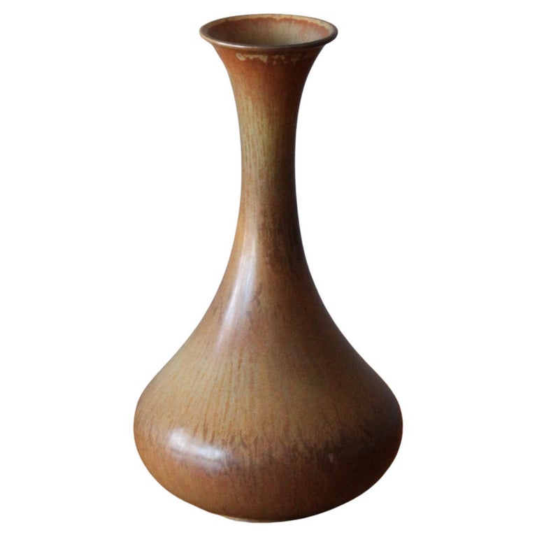 Gunnar Nylund, Vase, Brown Glazed Stoneware, Rörstand, Sweden, 1950s For Sale