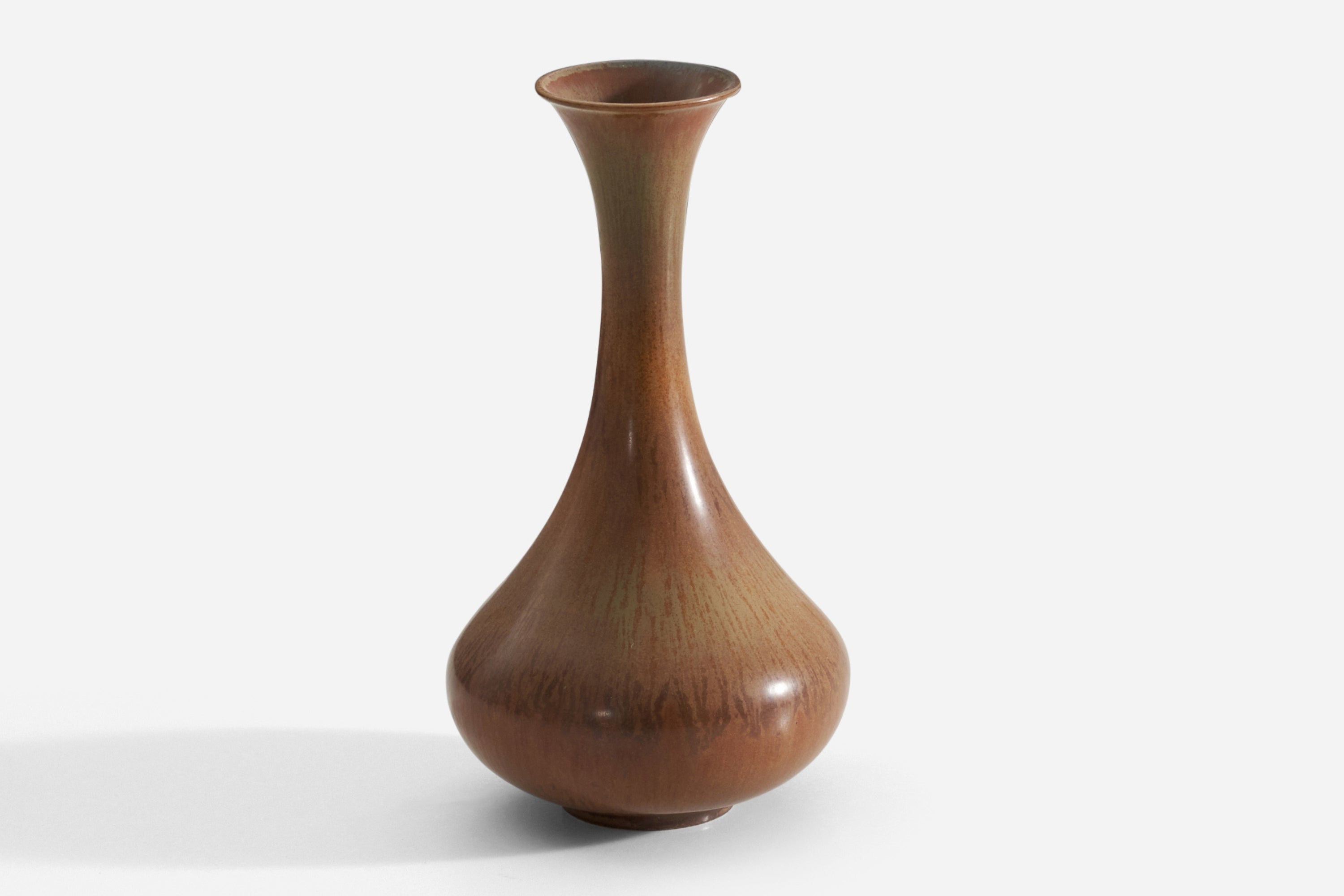 Gunnar Nylund, Vase, Brown Glazed Stoneware, Rörstand, Sweden, 1950s For Sale