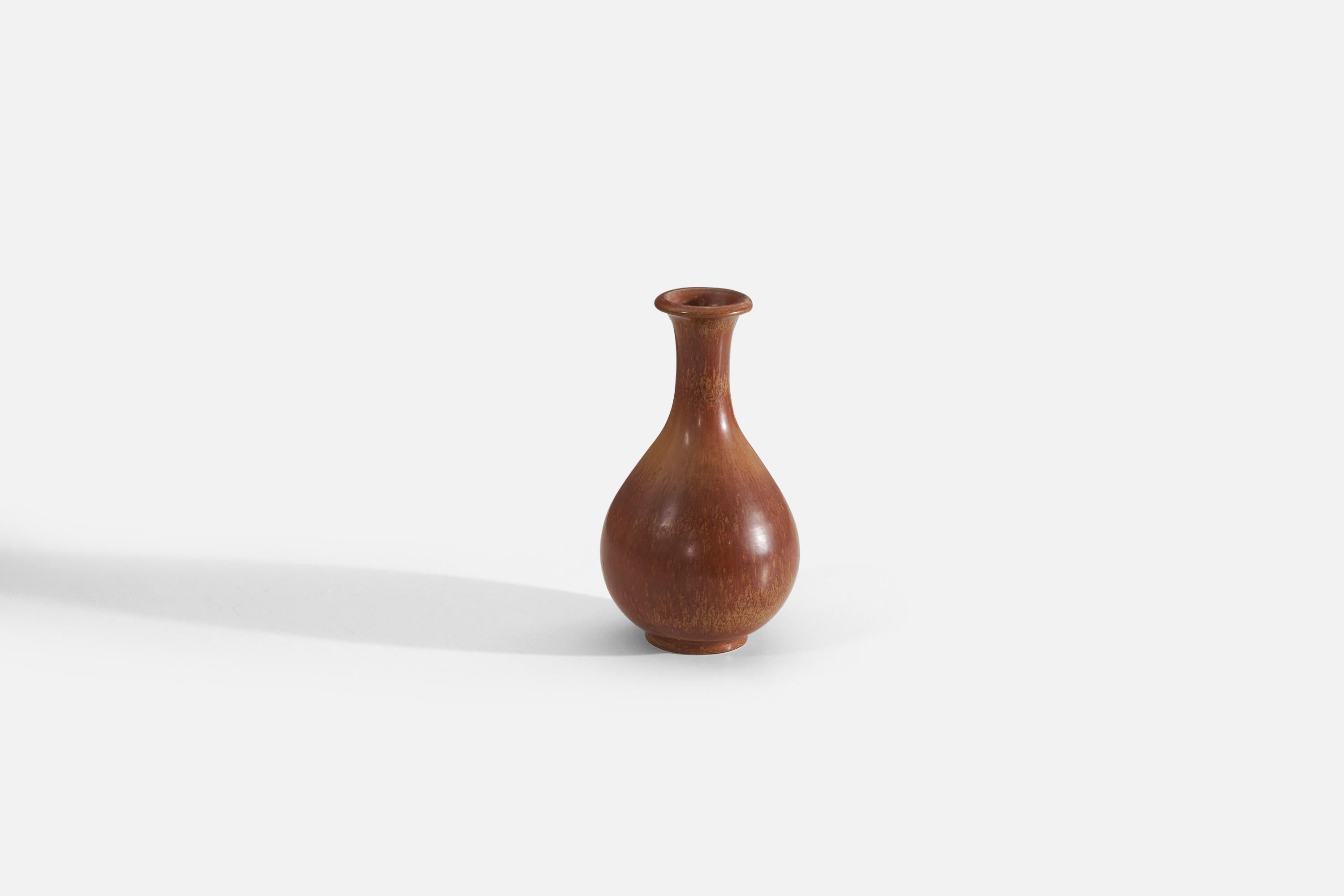 Mid-Century Modern Gunnar Nylund, Vase, Glazed Stoneware, Rörstand, Sweden, 1940s For Sale