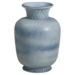 Gunnar Nylund, Vase, Light-Blue Glazed Stoneware, Rörstrand, Sweden, 1950s