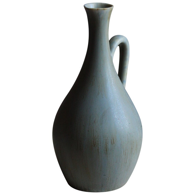 Gunnar Nylund, Vase or Pitcher, Blue-Glazed Stoneware, Rörstand, Sweden,  1950s For Sale at 1stDibs