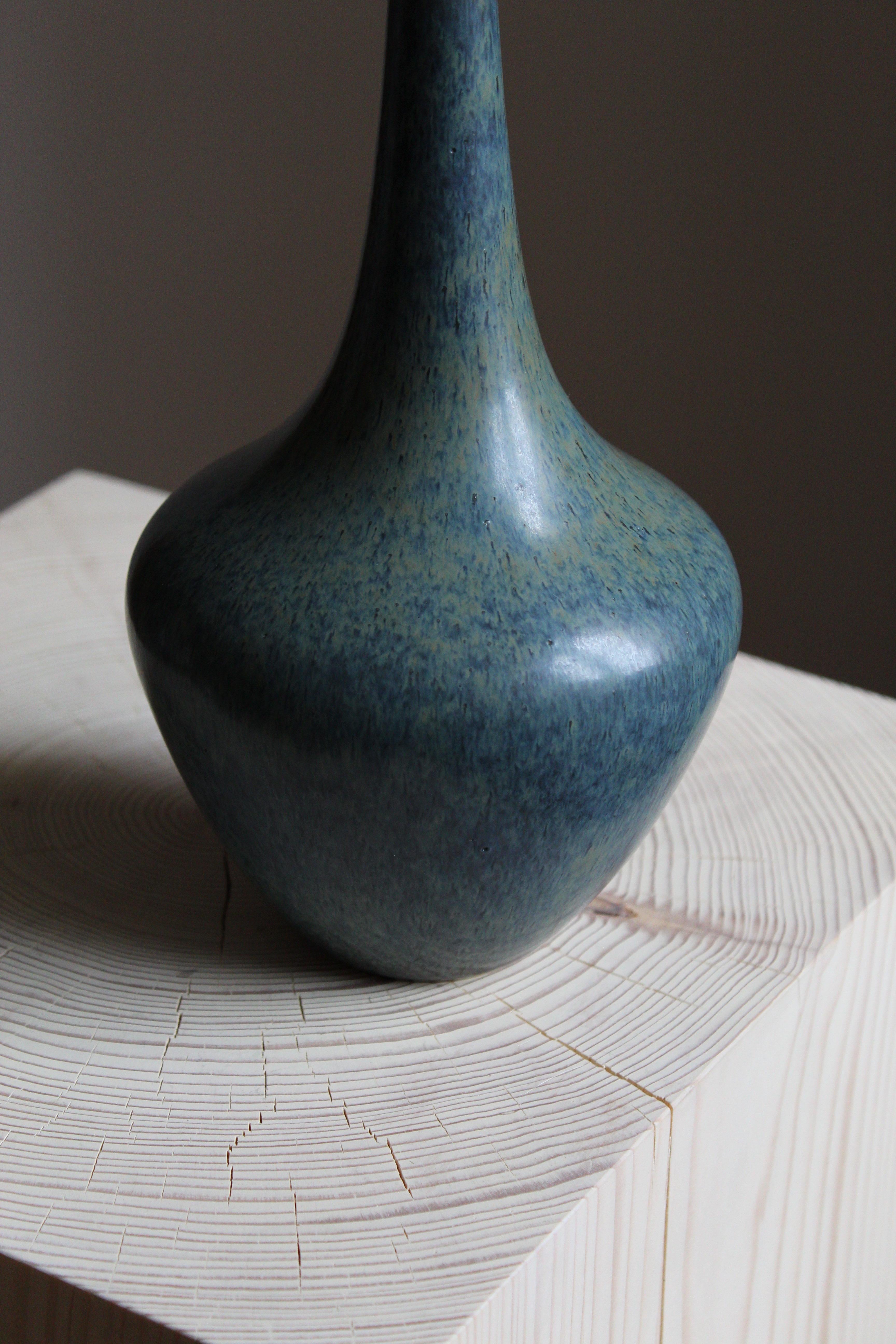 Mid-Century Modern Gunnar Nylund, Vase or vessel, Blue-glazed Stoneware, Rörstand, Sweden, 1950s
