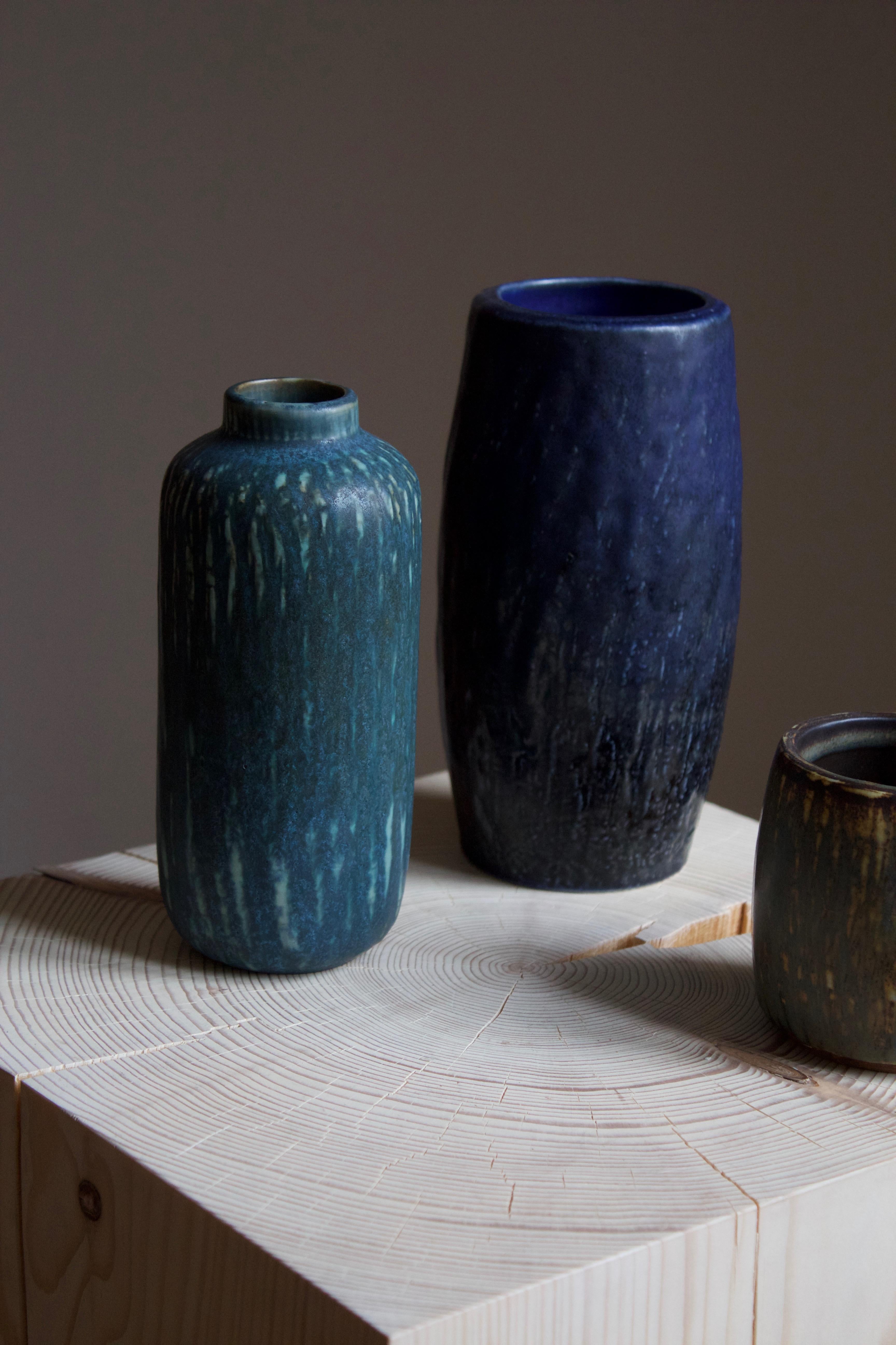 Mid-Century Modern Gunnar Nylund, Vases or Vessels, Glazed Stoneware, Rörstand, Sweden, 1950s