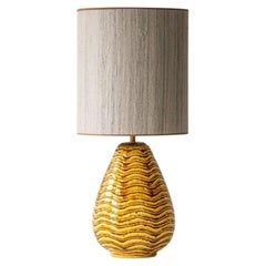Lampe en céramique Gunnar Nylund Wave, abat-jour beige personnalisé par R. Houben