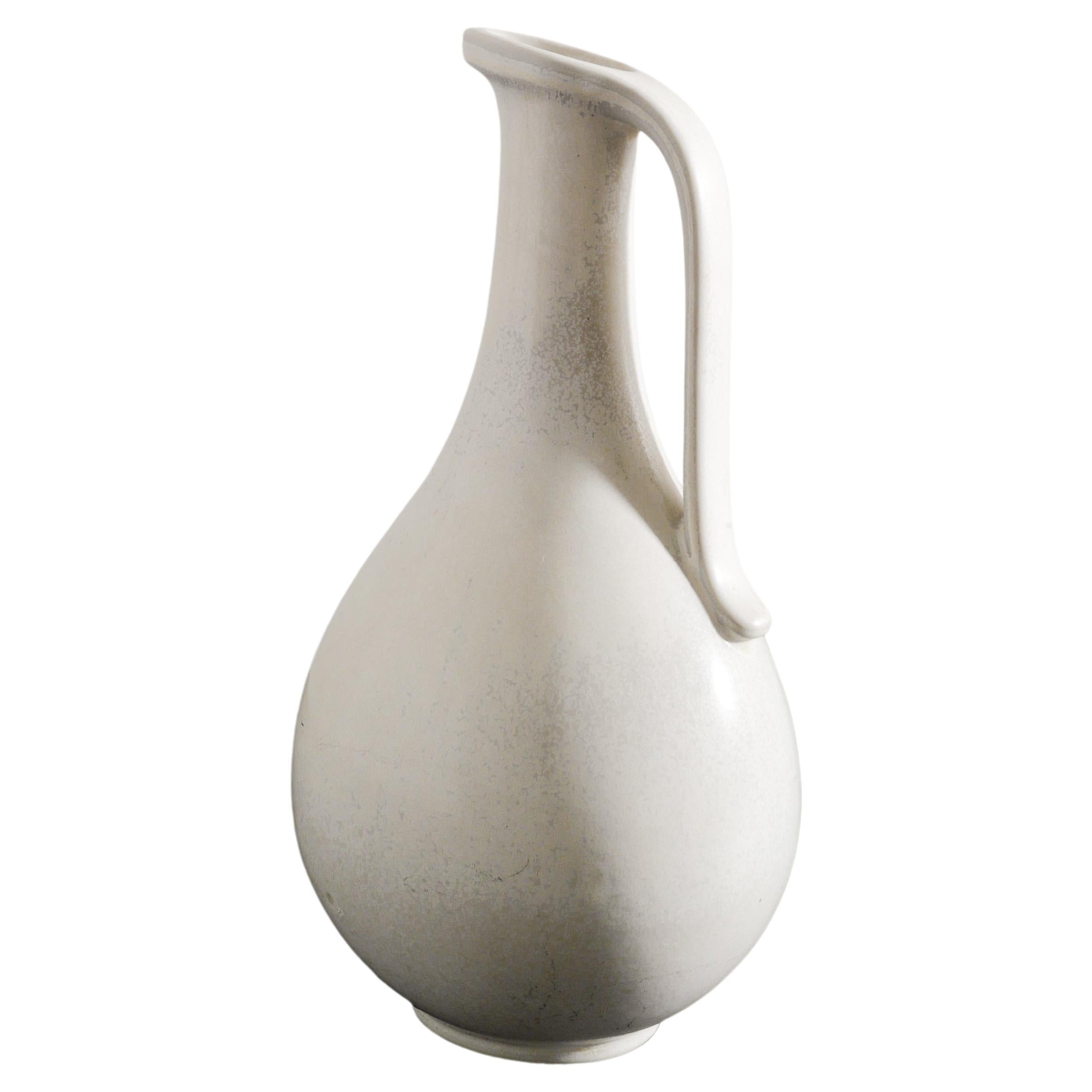 Gunnar Nylund White Mid-Century Ceramic Pitcher Jar by Rörstrand in Sweden 1950s For Sale