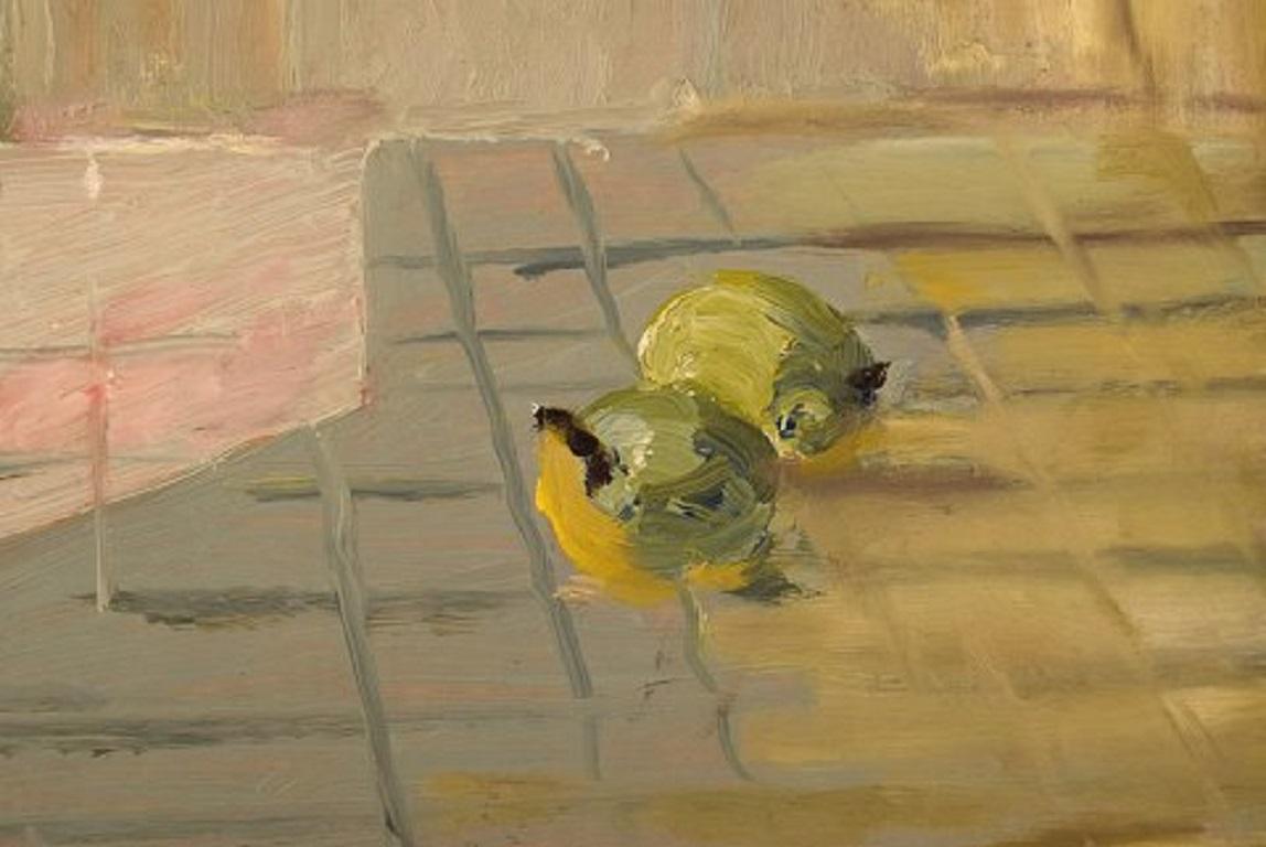Scandinavian Modern Gunnar Persson, Swedish Artist, Oil on Board, Modernist Still Life