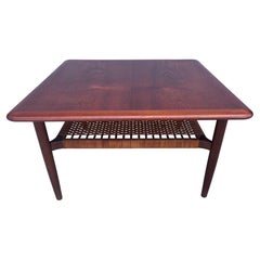 Gunnar Schwartz Teak Square Coffee Table with cane shelf