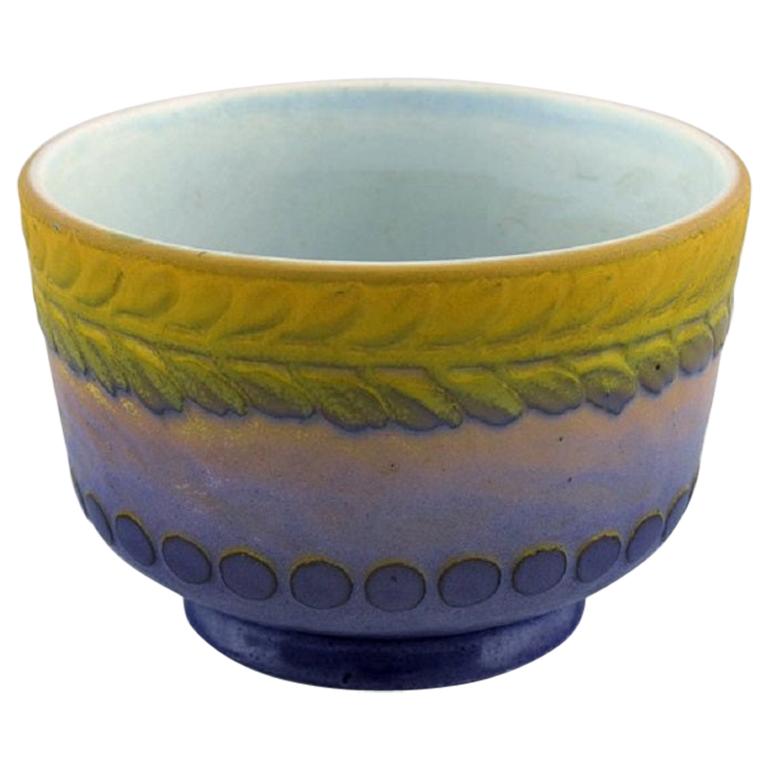 Gunnar Wennerberg for Gustafsberg, Antique Unique Bowl in Glazed Ceramics, 1906 For Sale