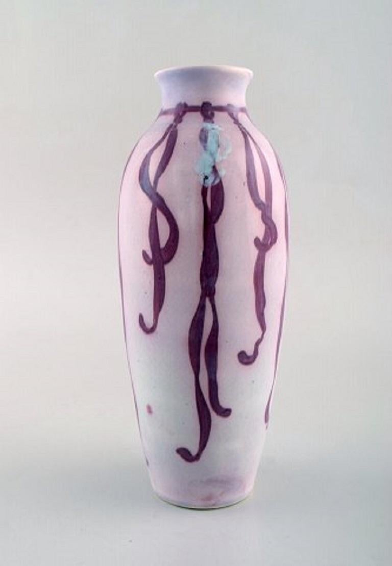 Swedish Gunnar Wennerberg for Gustafsberg, Unique Art Nouveau Vase in Glazed Ceramics