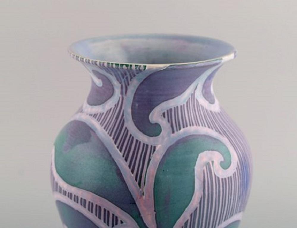 Glazed Gunnar Wennerberg for Gustavsberg, Antique Unique Art Nouveau Vase, 1902
